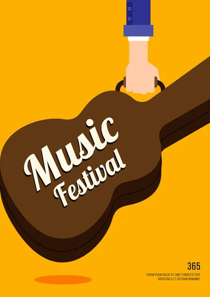 Festival Musique Affiche Modèle Conception Fond Décoratif Avec Étui Guitare — Image vectorielle