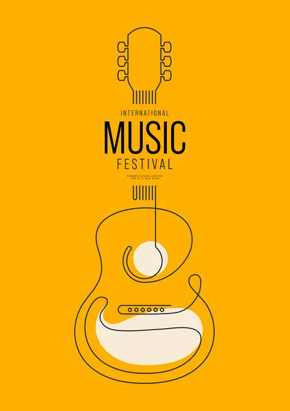 Festival Musique Poster Design Modèle Fond Décoratif Avec Contour Guitare — Image vectorielle