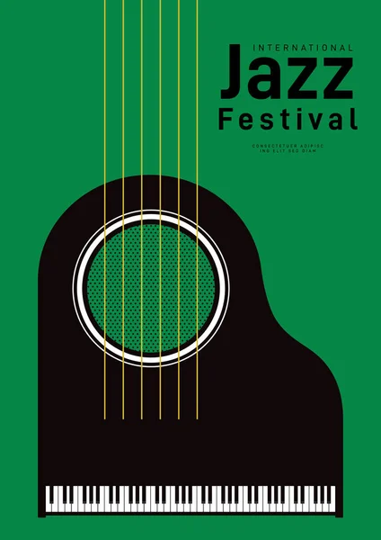 Festival Musique Jazz Poster Design Fond Décoratif Avec Piano Corde — Image vectorielle