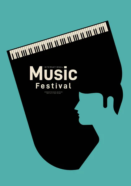 Modèle Affiche Musique Fond Décoratif Avec Piano Modèle Élément Conception — Image vectorielle