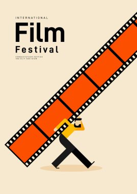 Klasik film şeritli film ve film afişi tasarım şablonu. Arkaplan, pankart, broşür, broşür, broşür, broşür, baskı, yayın, vektör illüstrasyonu için kullanılabilir