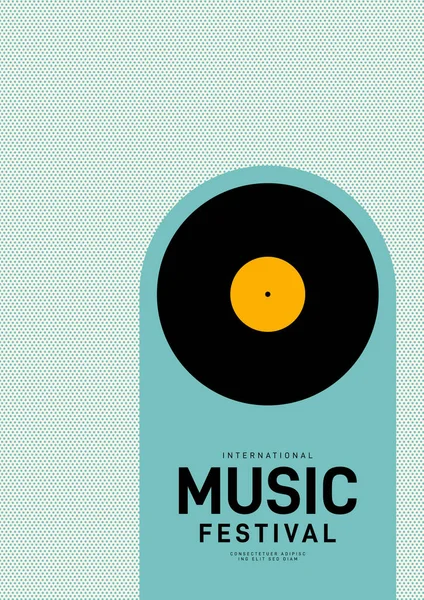 Modèle Affiche Musique Fond Modèle Avec Disque Vinyle Motif Demi — Image vectorielle