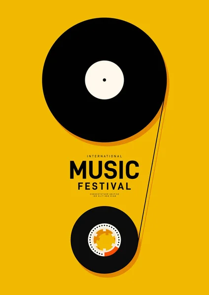 Fond Modèle Conception Affiche Festival Musique Avec Disque Vinyle Cassette — Image vectorielle