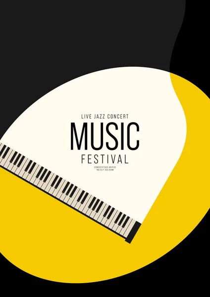 Festival Musique Poster Design Modèle Fond Avec Piano Vue Dessus — Image vectorielle