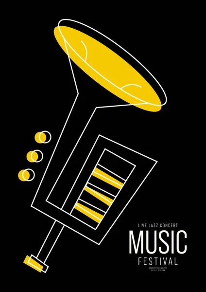 Modèle Affiche Festival Musique Fond Modèle Avec Contour Trompette Modèle — Image vectorielle