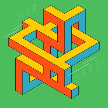 Isometric geometrik şekil soyut arkaplan modern sanat tarzı. Tasarım ögesi şablonu poster, arkaplan, yayın, broşür, broşür, broşür, broşür, illüstrasyon için kullanılabilir