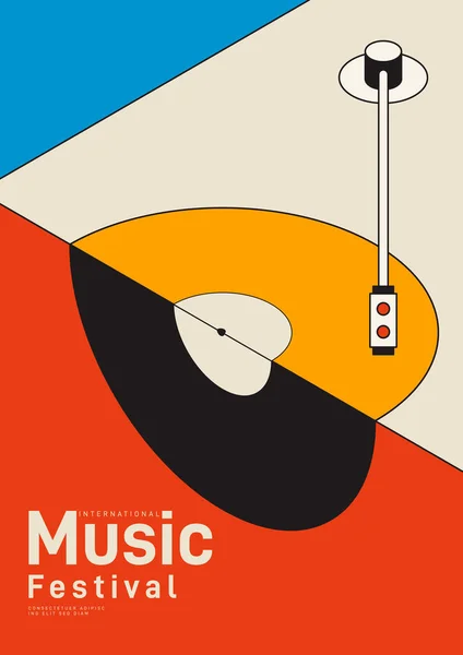 Zometrik Vinil Plaklı Müzik Poster Tasarımı Şablonu Tasarım Ögesi Şablonu — Stok Vektör