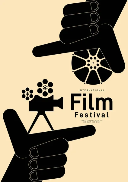 Filmfestival Poster Ontwerp Template Achtergrond Met Vintage Film Camera Kan — Stockvector