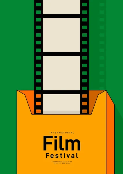 Película Cine Festival Cartel Plantilla Diseño Fondo Con Tira Película — Vector de stock