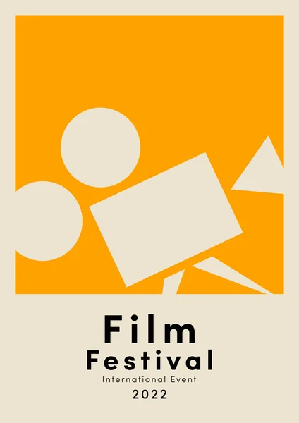 Film Festival Poster Design Modello Sfondo Con Fotocamera Pellicola Vintage — Vettoriale Stock