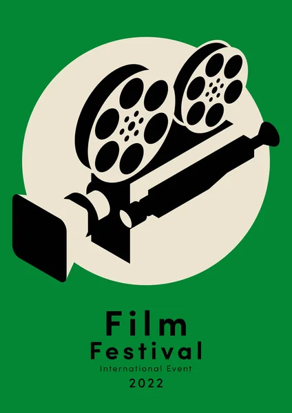 Film Festival Poster Design Modèle Arrière Plan Avec Caméra Film — Image vectorielle