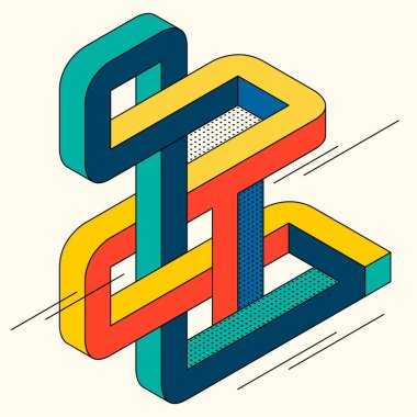 Isometric geometrik şekil soyut arkaplan modern sanat tarzı. Tasarım ögesi şablonu poster, arkaplan, yayın, broşür, broşür, broşür, broşür, illüstrasyon için kullanılabilir