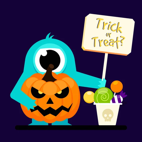 Happy Halloween Party Template Design Hintergrund Dekorativ Mit Niedlichen Monster — Stockvektor