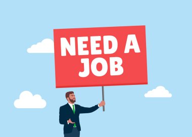 İş arayan, iş arayan ya da iş arayan. Düz vektör illüstrasyonu