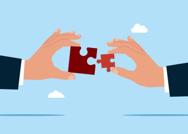 Başarının, yaratıcılığın sembolü. Yapboz boyutu yetersiz. Sorun meydan okuma. Bulmacayı tamamlayan insanlarla iş çözümü. Vektör illüstrasyonu