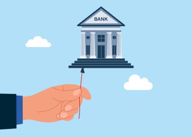 El ele tutuşan balon. Düz biçimli modern vektör illüstrasyonu