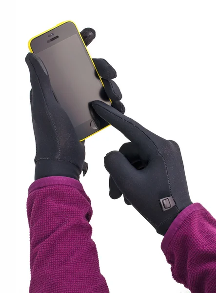 İnsan elinden tutarak akıllı telefon dokunmatik eldiven.