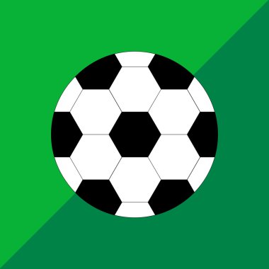 Futbol topu. Yeşil bir arka plan üstünde kutsal kişilerin resmi.