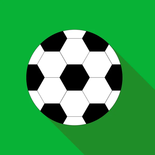 Pelota de fútbol con sombra larga. Icono sobre un fondo verde . — Vector de stock