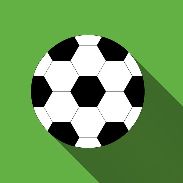 長い影と緑の背景にはサッカー ボール. — ストックベクタ