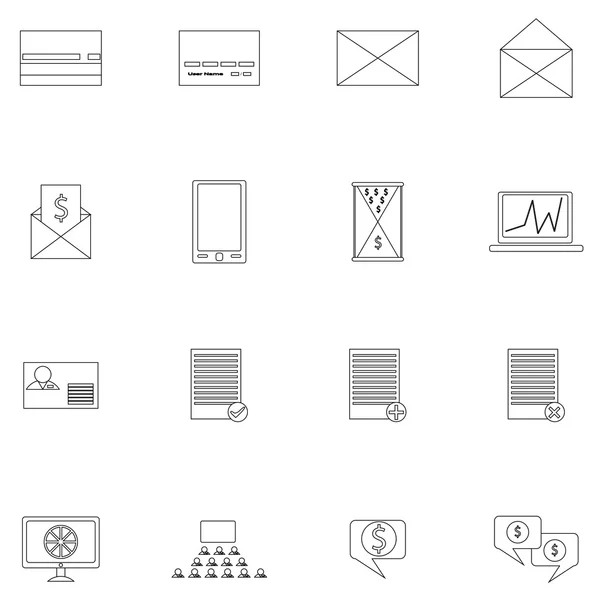 Um conjunto de ícones de negócios de contorno no fundo branco — Vetor de Stock