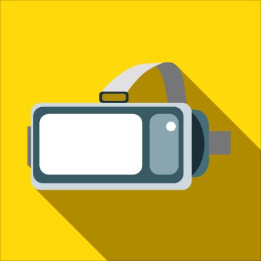 Kask sanal gerçeklik Vr sarı bir arka plan üzerinde. Film ve oyun belgili tanımlık smartphone ile 3d formatında izlemek için yeni teknoloji