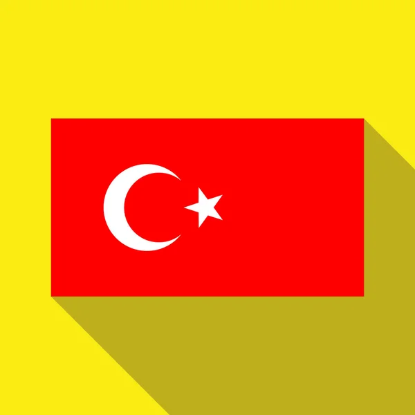 Türkiye'nin uzun gölge ile sarı bir arka plan bayrak — Stok Vektör