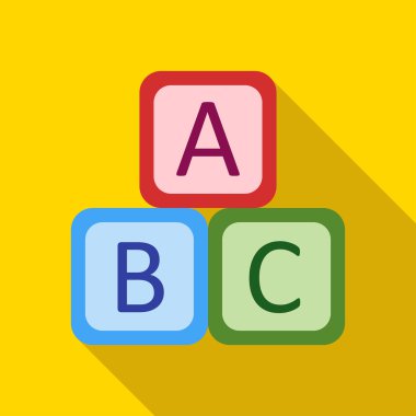 Çocuk oyuncak küpleri ile sarı bir arka plan üzerinde harfler