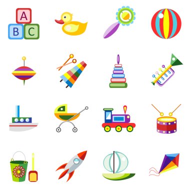 Set çocuklar oyuncak simgeler izole