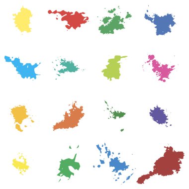 Renkli vektör engelliyor. Seth beyaz bir arka plan üzerinde engelliyor. Tasarım öğesi