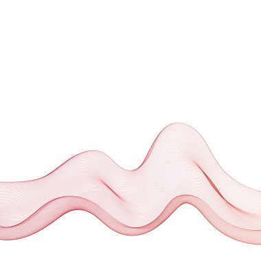 İnce kırmızı çizgilerin tek renkli dalgası dinamik bir şekilde temiz beyaz bir zemin üzerinde hareket ediyor..