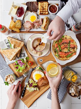 Brunch seçim gıda yemek yeme kavramı seçenekleri