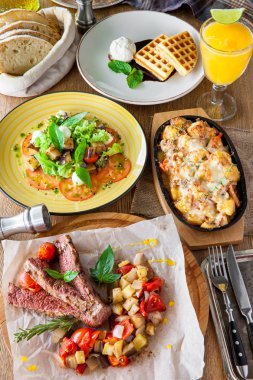 Brunch seçim gıda yemek yeme kavramı seçenekleri