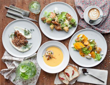 Brunch seçim gıda yemek yeme kavramı seçenekleri
