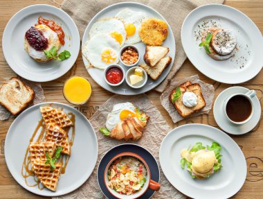 Brunch seçim gıda yemek yeme kavramı seçenekleri