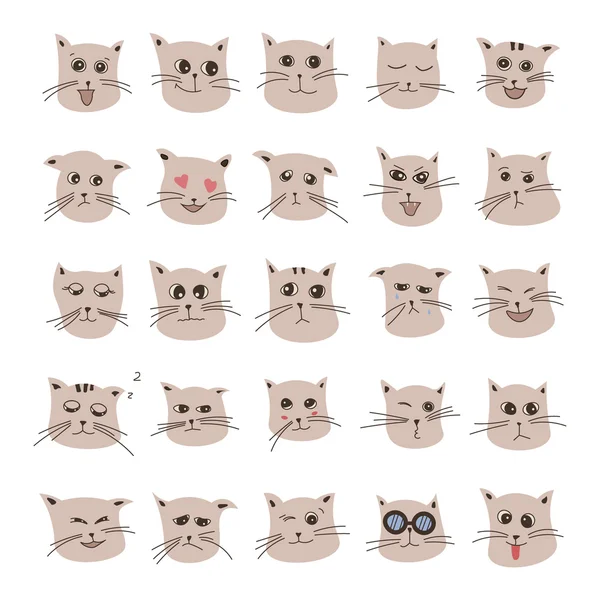 Emotions of cute cartoon cat — Stock Vector