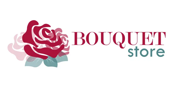 Logotipo com rosa para loja de buquê ou loja de flores — Vetor de Stock