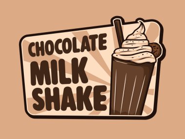 Sunburst Arkaplan Arkaplanlı Klasik Çikolatalı Milkshake Amblem Logosu
