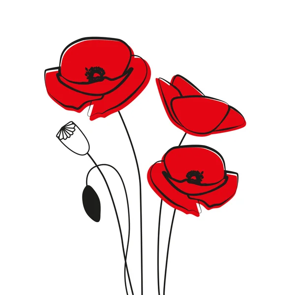 Flor de amapola roja. — Vector de stock