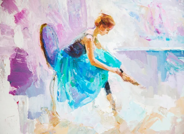 Obraz olejny, dziewczyna baleriny — Zdjęcie stockowe