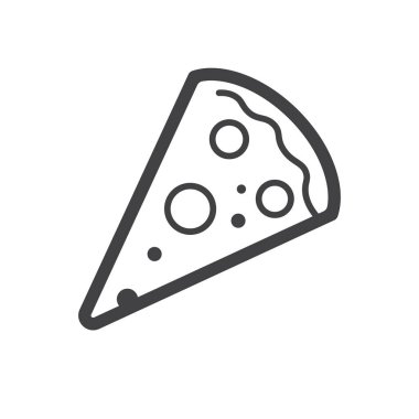 Sosis dilimli izole edilmiş piktogram pizza fast food, restoran, teslimat ve İtalyan mutfak ikonu..