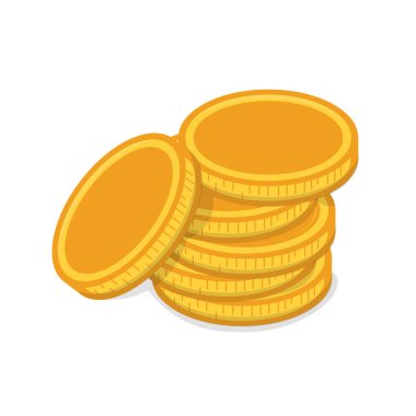 İstiflenmiş altın sikkelerin izole bir şekilde tasvir edilmesi, para, servet, finans, yatırım, refah ve ekonomik büyüme kavramını sembolize eder..
