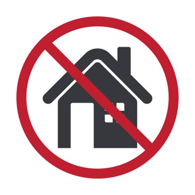 Belirli bölgelerde bina, kısıtlı inşaat ya da yasak konut olmadığını belirten bir ev sembolü çizilmiş..