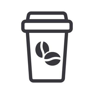 Kavrulmuş fasulyeli kahve fincanının izole bir çizimi, sıcak içecek, kafe kültürü, tazelik, aroma ve günlük kafein ayinini sembolize ediyor..