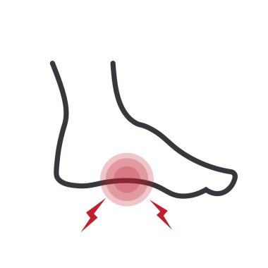 Ayak tabanı ağrısının izole bir tasviri, kişinin ayak tabanında rahatsızlık yaşadığını gösteriyor, yaralanmayı ya da gerginliği simgeliyor.