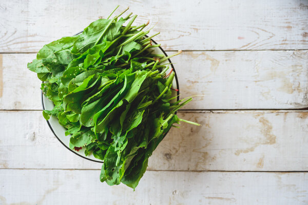sorrel in a metal plate