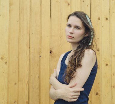 çiçek dalları erkeçsakalı baş genç kız