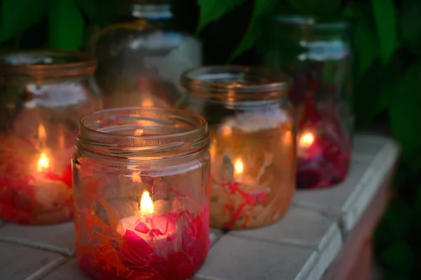 Candle in a Jar — Stock Photo, Image