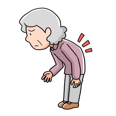 Sırtı eğilmiş yaşlı bir kadın.