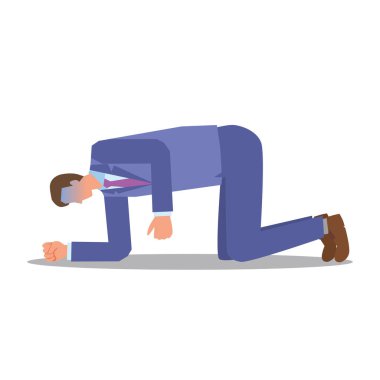 Soluk benizli bir adam dört ayak üstüne çöker.